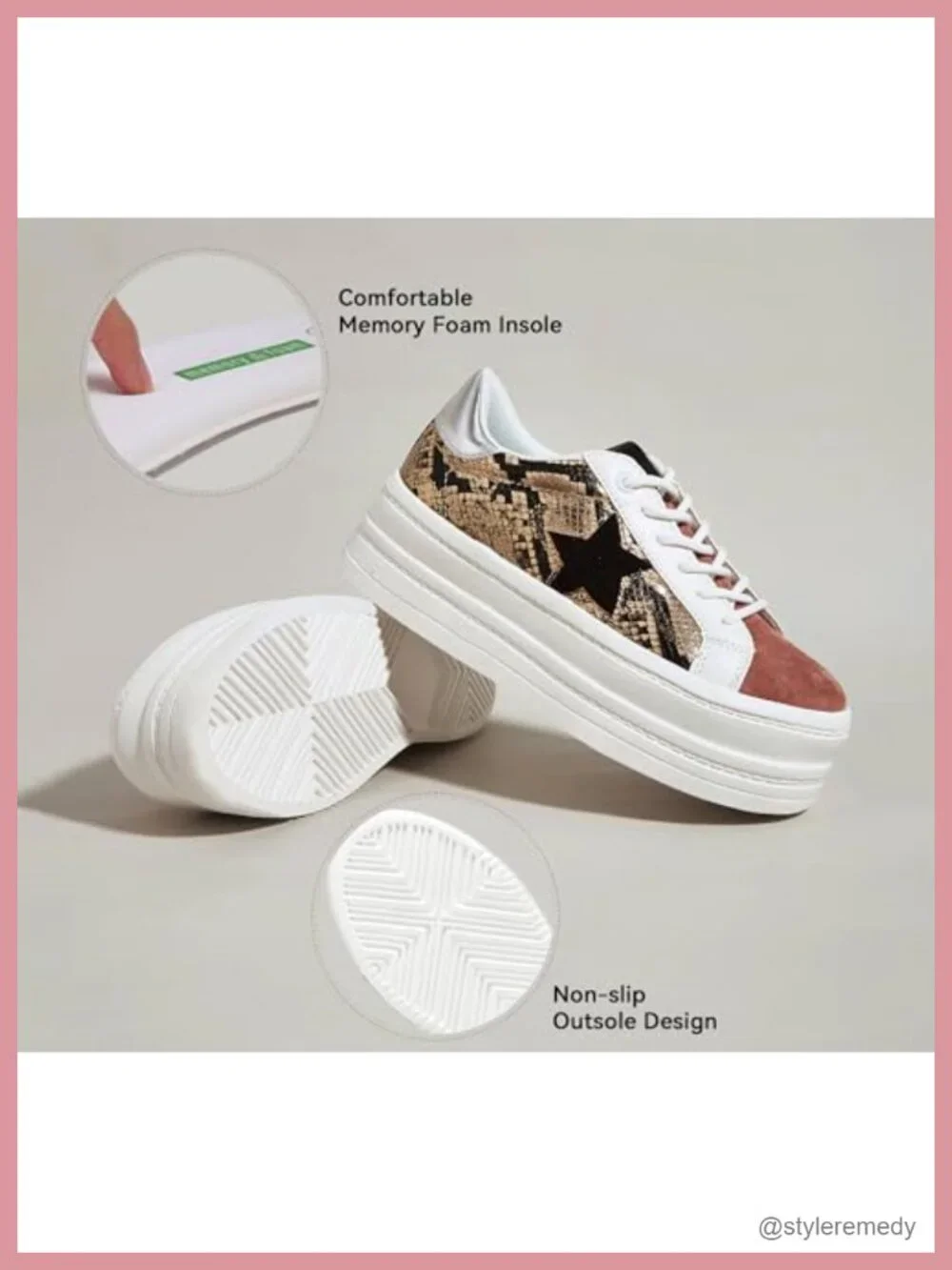 Faux Suede Rainbow Platform Sneakers Womens Memory Foam Walking Shoes